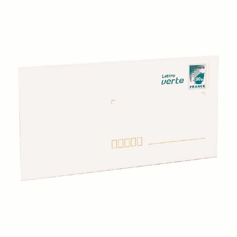 Enveloppe timbrée Lettre verte - 11x22 - 20g - x10 LA POSTE