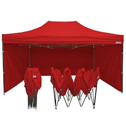 Tente pliante FRANCE BARNUMS 3x4,5m - Pack côtés (4 murs) - Acier 31mm/Polyester 320g - Rouge_0