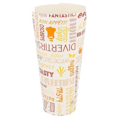 GOBELET À FRITES AVEC FERMETURE 22 OZ 660 ML PAROLE CARTON BLANC (VENDU PAR 1000)