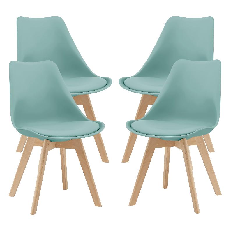 LOT DE 4 CHAISES DE SALLE À MANGER SIMILICUIR HÊTRE MENTHE 03_0006764_0