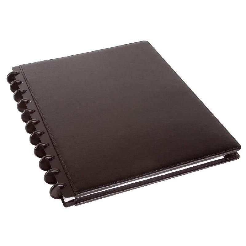 M BY STAPLES CARNET ARC A4 60 PAGES LIGNÉES AVEC COUVERTURE CUIR NOIRE