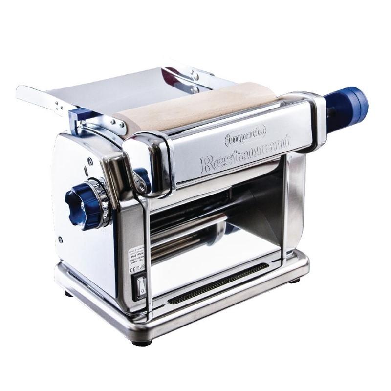 Machine à pâtes électrique avec 3 accessoires - 10 réglages d'épaisseur - Laminoir avec rouleau en bois et coupe-pâtes inclus_0