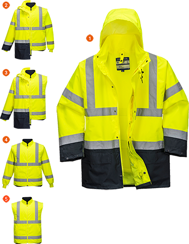 Parka 5 en 1 essentiel bicolore jaune marine - S766 - 4XL - bandes réfléchissantes, imperméable, capuche détachable_0