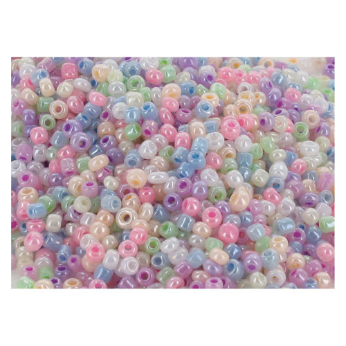 PERLES O COLOR - ROCAILLES IRISEES - DIAMETRE 2,5MM - COULEURS ASSORTIES - BOCAL DE 500