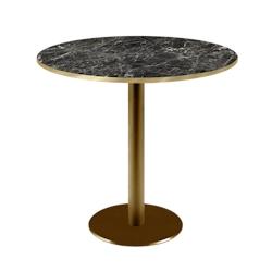 Restootab - Table Ø70cm Rome bistrot marbre noir brillant - noir fonte 3701665200770_0