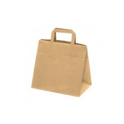 Sac papier kraft brun 26+17x25 cm avec poignées plates par 250 - marron papier KB26X17X25BRUN_0