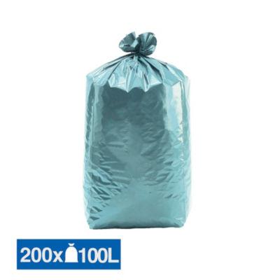 Sacs poubelle déchets lourds bleu-vert 100 L, lot de 200_0
