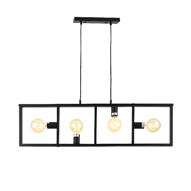 SUSPENSION AVEC 4 DOUILLES LAMPE SUSPENDUE LUMINAIRE APPLIQUE PLAFONNIER ÉCLAIRAGE 4 X E27 MÉTAL NOIR 100 X 4 X 28 CM 03_0003931_0