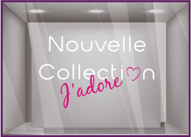 Sv554 - Sticker adhésif pour vitrine - vitrophanie fuchsia et blanc - dimensions 57 x 35 cm_0