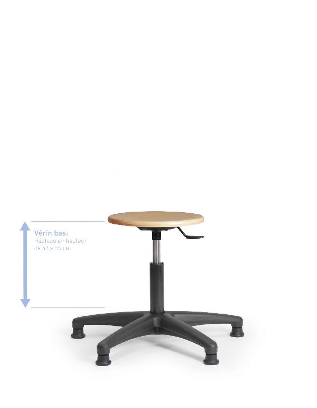Tabouret en bois standard roulettes auto-bloquantes 430 à 550 sans_0
