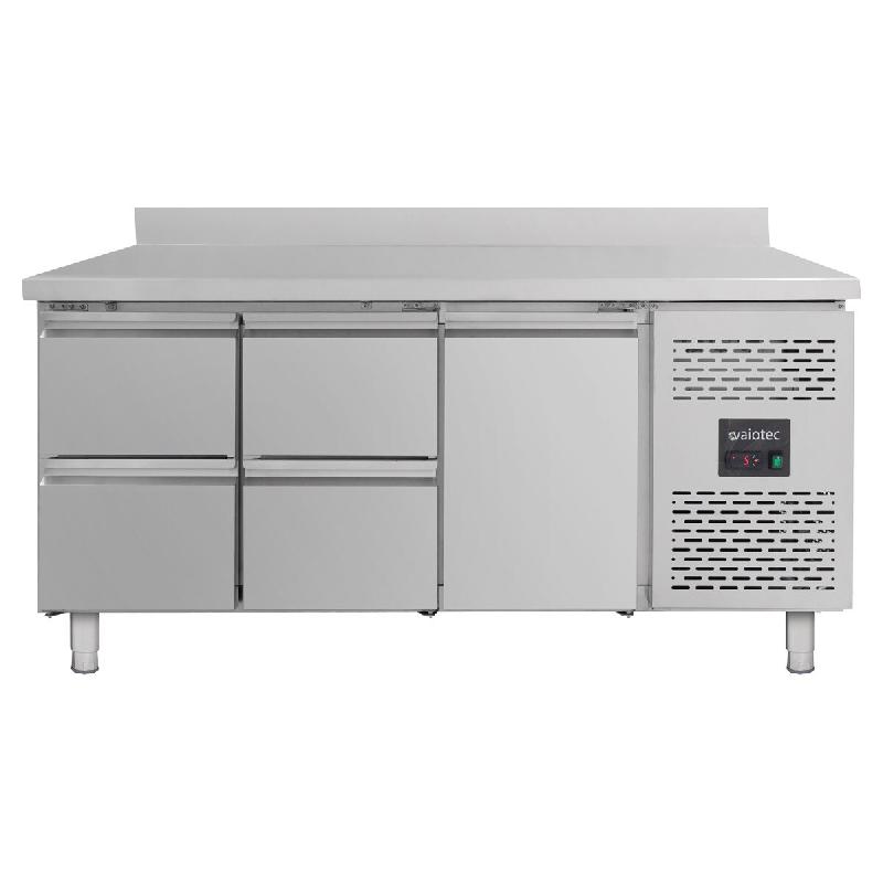 Vaiotec EASYLINE Table réfrigérée 700 / 1 porte & 4 tiroirs avec rebord - Monobloc - inox GNH3240TN-PT_0