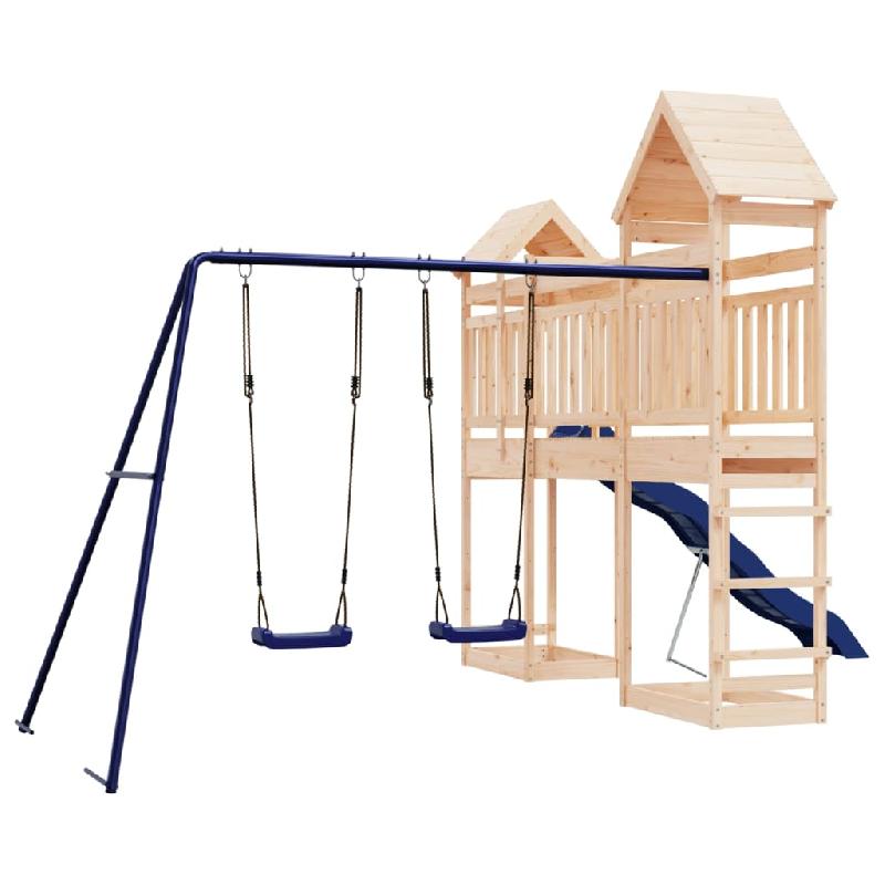 AIRE DE JEUX D\'EXTÉRIEUR BALANÇOIRES TOBOGGAN PORTIQUES ROBUSTE JEUX JARDIN 492 X 358 X 238 CM BOIS DE PIN MASSIF 02_0004959_0