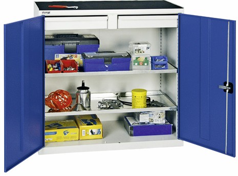 Armoire outils avec 2 tiroirs + 2 tabl. H1000xl1000xp500mm_0