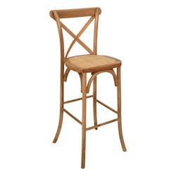 Atmosphera Tabouret Chaise de bar style Bistrot en Bois Beige et assise en Rotin tressé - beige 3560233507723_0