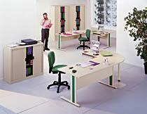 BUREAU FIXE 120 CM BEIGE MODULO 2 - PIEDS VERTS - BUREAU DROIT MODULO 2 CLAIR