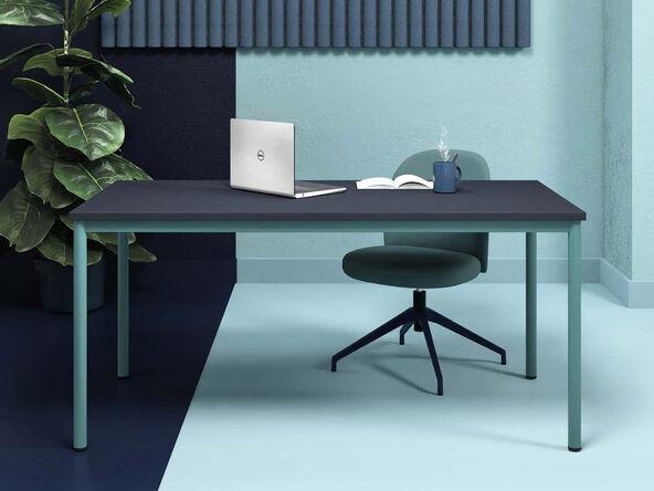Bureau droit professionnel individuel Op-Lite 1 O - Largeur 120/140/160 cm - Profondeur 60/70/80 cm - Plan mélaminé 25 mm - Structure tube d'acier - Grand choix de couleurs - Garantie 3 ans_0