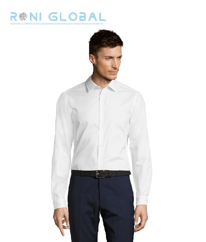 Chemise homme à chevrons en coton/polyester - BRODY SOL'S - coupe droite et manches longues_0