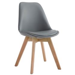 Décoshop26 - Chaise de salle à manger x1 style scandinave en PVC gris support 4 pieds en bois clair 10_0003744 - gris 3000251743852_0
