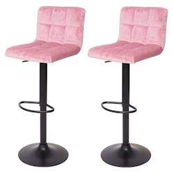 Décoshop26 - Lot de 2 tabourets de bar réglable en hauteur tissu velours rose velvet peids en métal noir 04_0000152 - noir 3000251858983_0