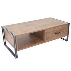 Décoshop26 - Table basse table de salon design industriel 41x120x60cm en métal MDF aspect chêne sauvage 04_0005007 - 3000157232696_0