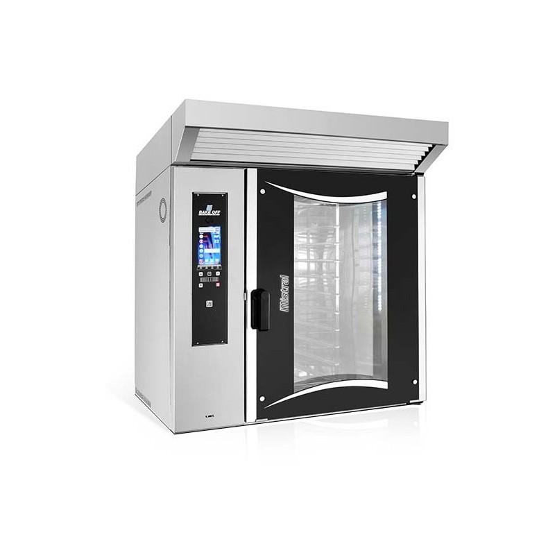 Four rotatif à gaz 10 niveaux pour boulangeries - Gamme Rotorbake Vision T2V10 - Commandes tactiles et capacité 600x400 ou 500x700mm_0