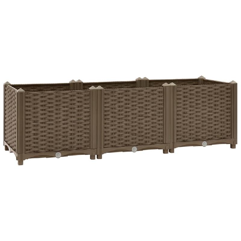 Jardinière lit surélevé en polypropylène marron - 120 x 40 x 38 cm - Pour plantes, fleurs et jardin_0