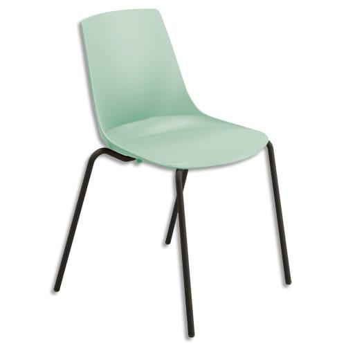 Chaise Cléo - coque en polypropylène vert d'eau - 4 pieds métal noir - empilable par 5_0