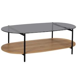 Oviala Business Table basse moderne ovale L 120 cm en verre bois clair - beige verre 113675_0