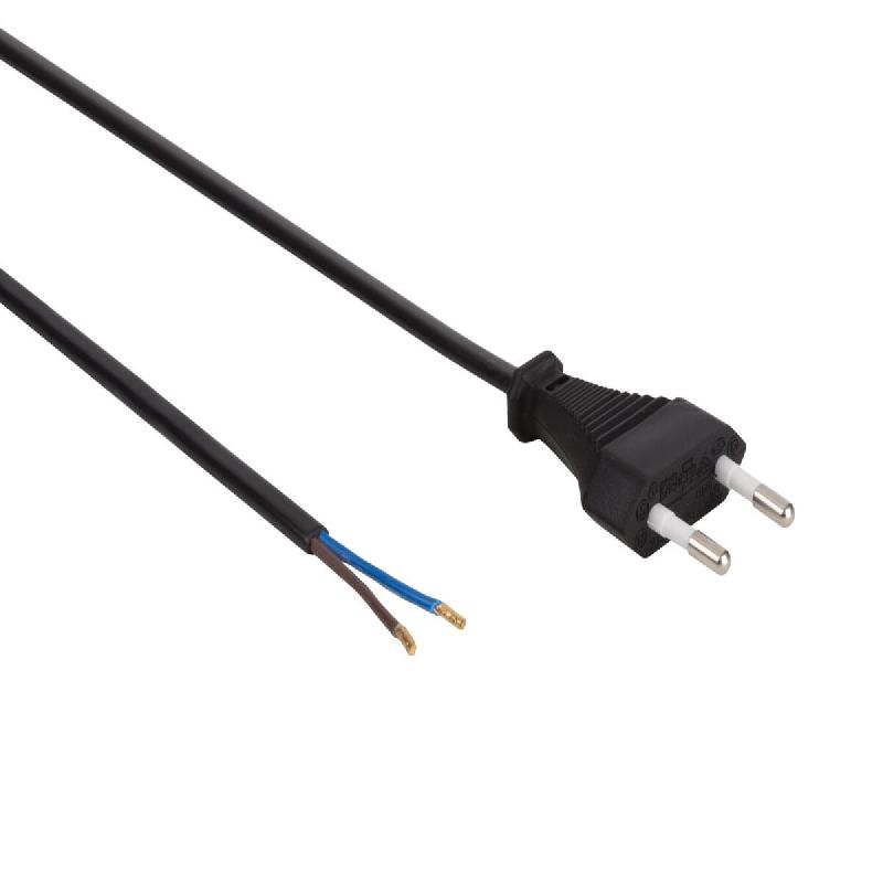 Perel Câble d'alimentation, H03VVH2-F 2G0.75, 1.8 m, 2.5 A/230 V, 575 W, type C (fiche Euro), usage intérieur, PVC, noir - EPC018C075_0