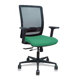 Piqueras y Crespo Silla Haches traslack malla negra asiento bali verde esmeralda brazos 2D ruedas 65mm - vert multi-matériau 395TKM840B456B2DB68R65_0