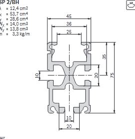 Profilé de section sp 2/bh en aluminium naturel anodisé_0