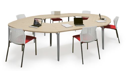 Table de réunion Paris - piètement métallique design triangulaire sur vérins - plateau mélaminé double face_0