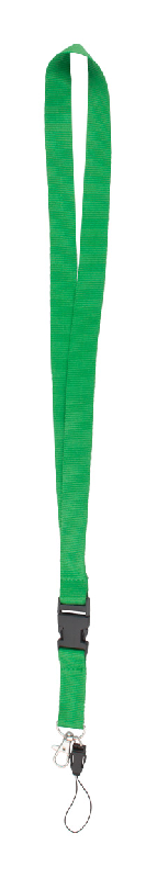 Tour de cou double - mousqueton en métal et cordelette pour portable - polyester - couleur vert_0