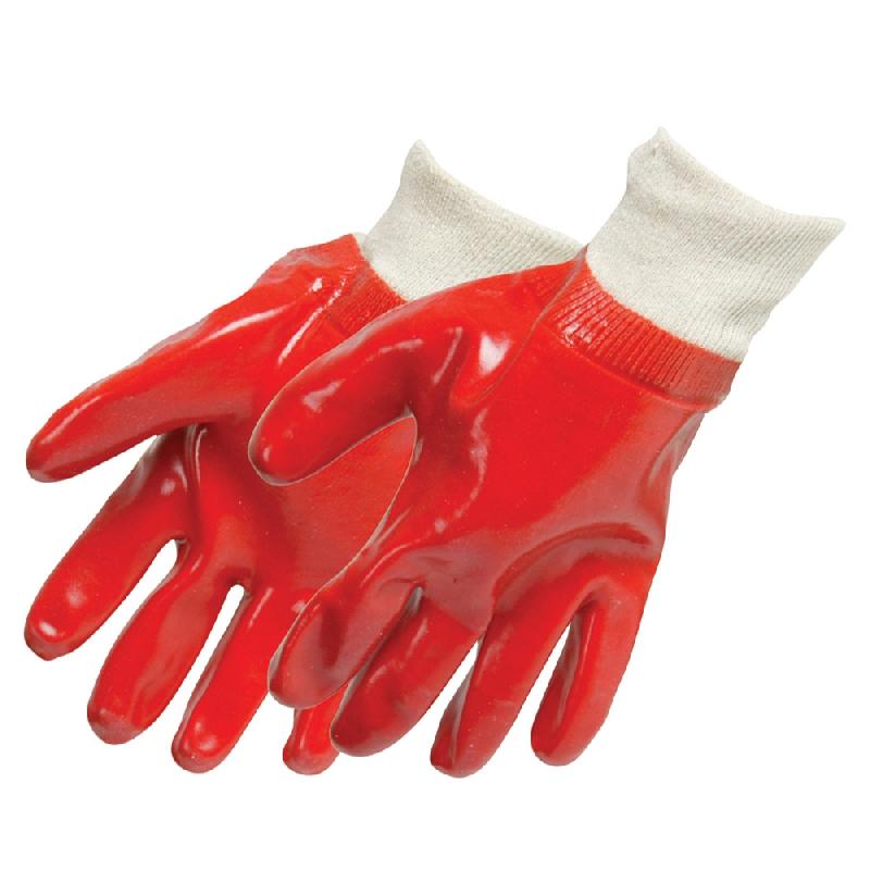 Gants de protection tricotés - revêtement PVC rouge - taille unique Silverline 447137 - norme EN388_0
