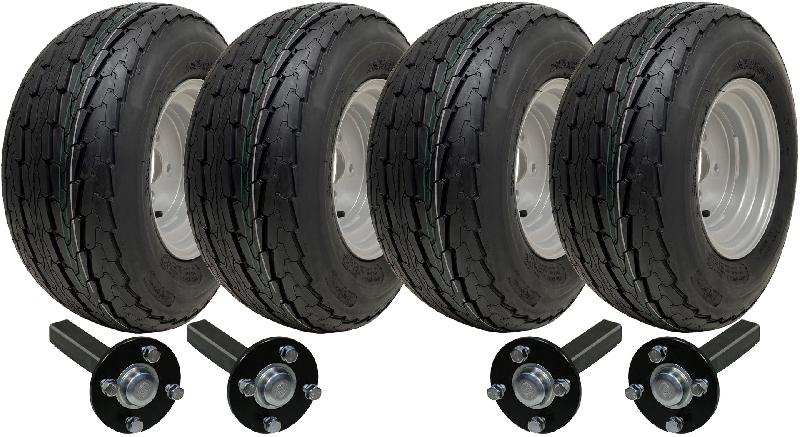 20.5x8.00-10 Twin Axle Trailer Kit Road Legal Wheels + Hub  Stub Axles 750kgs_0