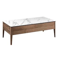 AC ANGEL CERDA Angel Cerdá Table basse rectangulaire en porcelaine, marbre et noyer 2049C 120 x 60 x 40 - marron Bois manufacturé 8435631002178_0