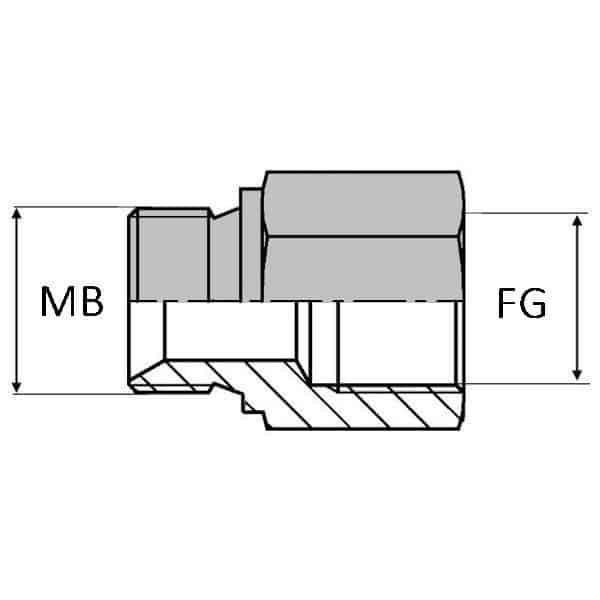 Adaptateur droit mâle BSP pour bague BS x femelle gaz cylindrique prolongé - 1/4' , 11.44 , 1/2' , 20.95_0