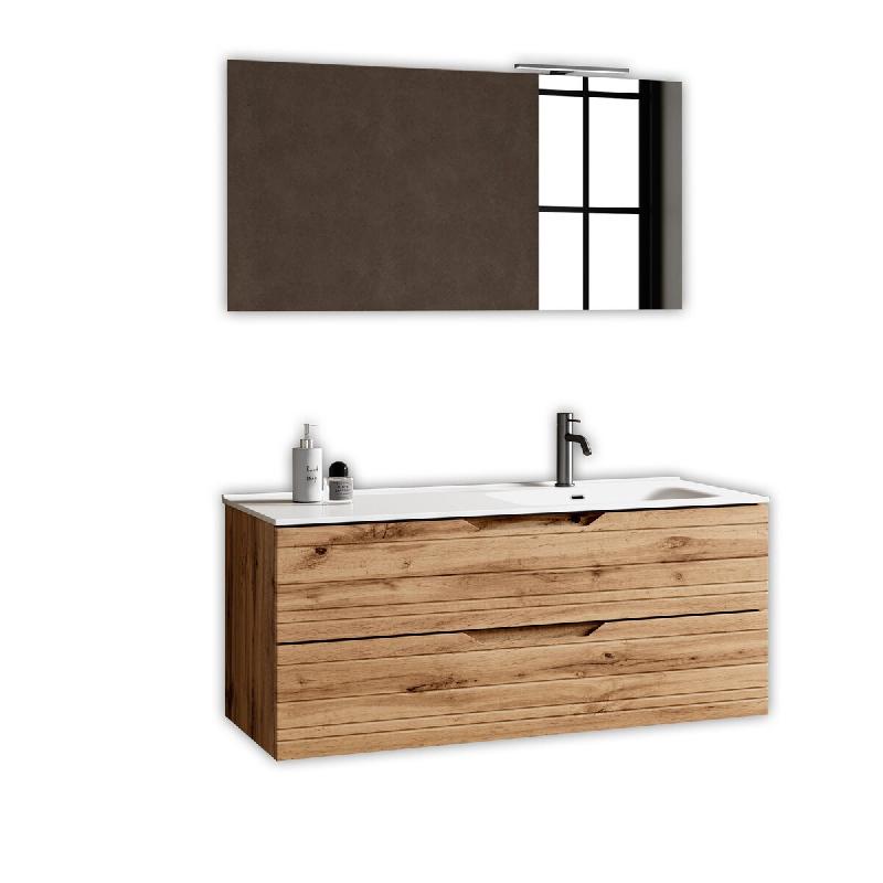 AQA Design Composition vasque droite 4 pièces SOLMIRA en MDF chêne L.121 P.46,5 H.190 MPSO41-QUE - marron Bois manufacturé MPSO41-QUE_0