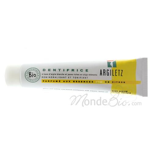 ARGILETZ - DENTIFRICE À L'ARGILE BLANCHE ET JAUNE AU CITRON 75ML