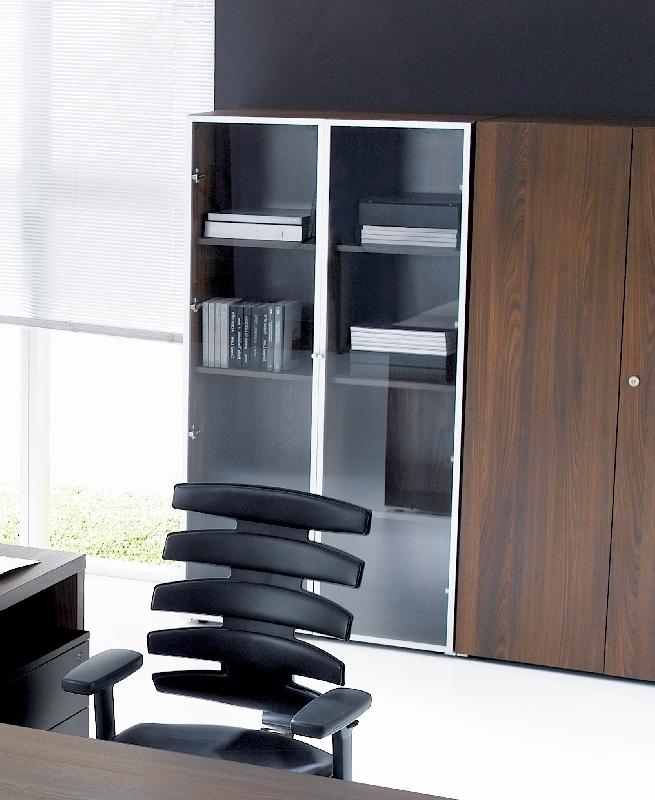 Armoire à portes vitrées Mito - MDD - Sycomore clair_1