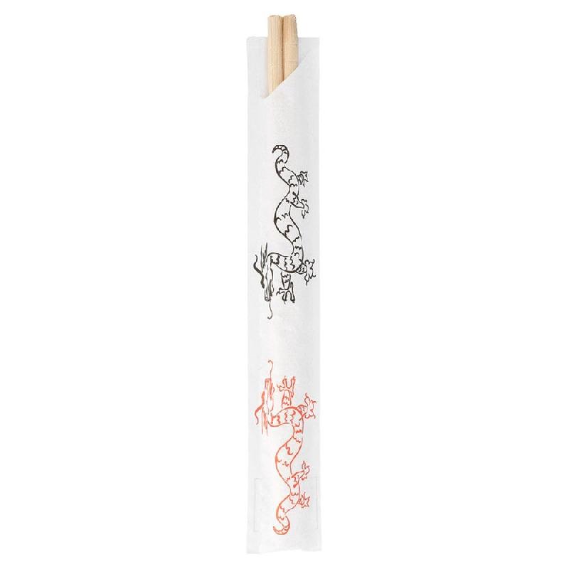 Baguettes chinoises en bambou et sac papier 21cm - par 100_0