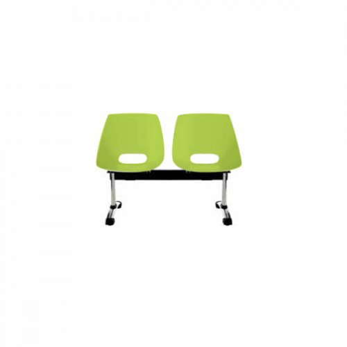 Banc d'accueil coloré 2 places - Poutre suspendue noire - Pieds chromés en T - Assise monocoque 10 coloris - Garantie 2 ans_0