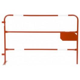 Barrière de chantier D.25 - rouge - 4 bandes vinyles - plaque 333x166_0