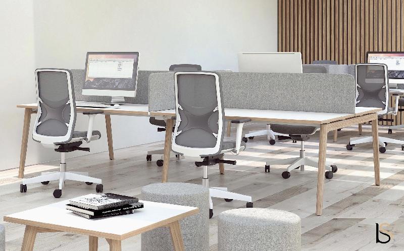 Bureau 4 personnes Cosy Wood - Blanc, 280 x 144 cm_0