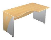 BUREAU COMPACT NAVIS 160 CM PLATEAU HÊTRE RETOUR DROITE PIÉTEMENT PLEIN DÉCOR ALU