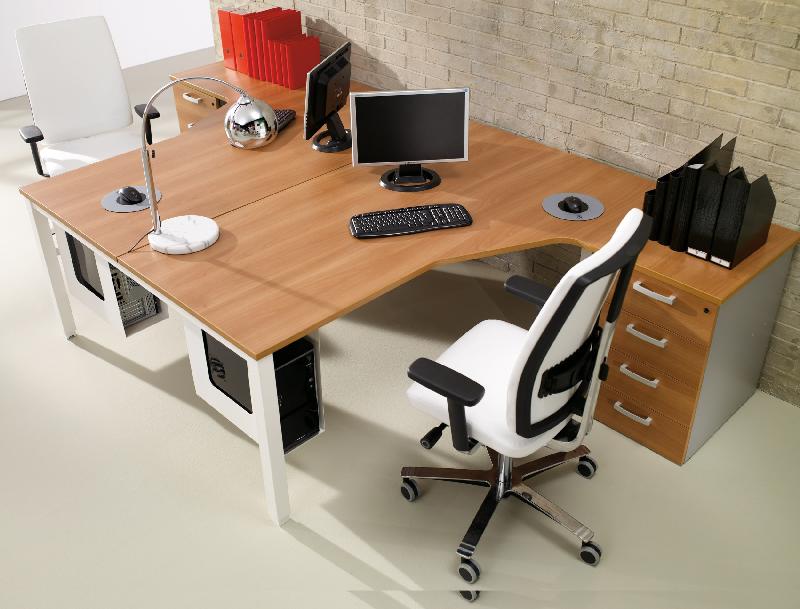 Bureaux bench compact Tempo avec caissons - Mobel Linea - 180, Alu, Anthracite, 4 tiroirs_0