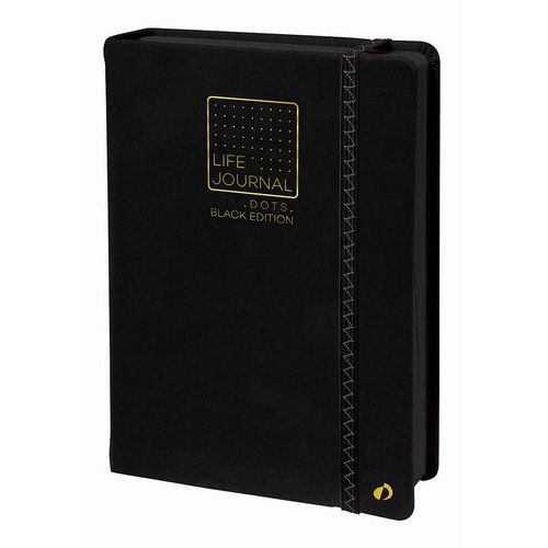 A753821 CARNET 21 DOTS LIFE JOURNAL BLACK EL - QUO VADIS