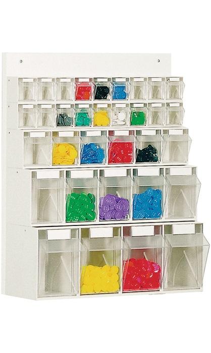 Casier transparent H684xl600xP185 mm 18 x A, 6 x B, 5 x C, 4 x D plastique blanc LOCKWEILER_0