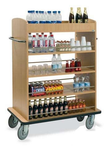 Chariot de service mini bar en bois mélaminé - 5 étagères avec rebord et roues pivotantes - Fabrication italienne_0