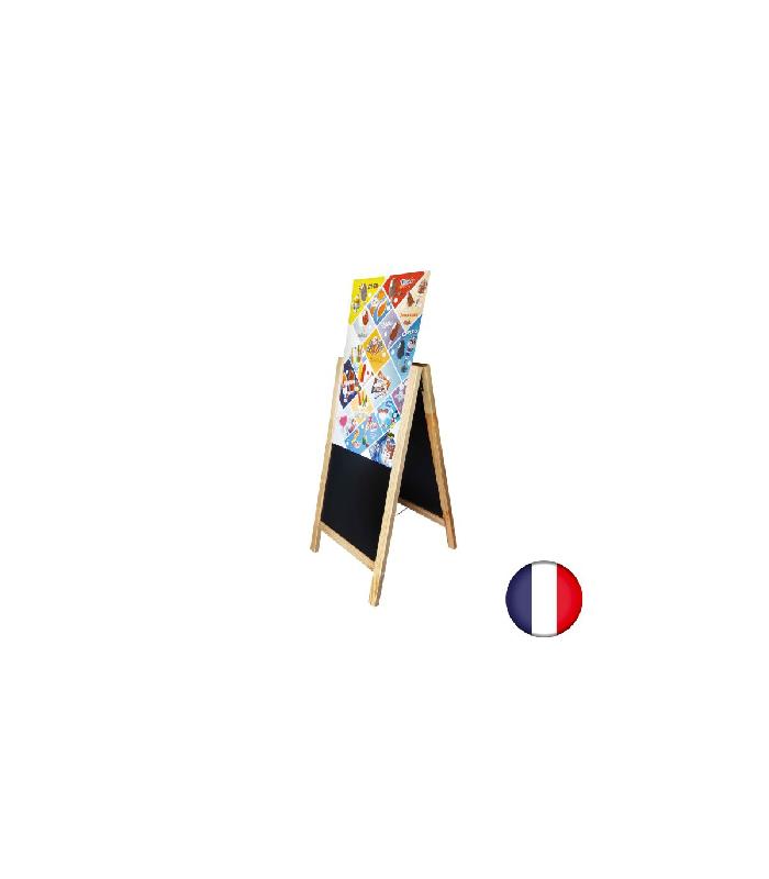 Chevalet stop trottoir - 2 ardoises amovibles + glissières pour affiches PVC 1 mm - Référence : LSTF50PIN_0